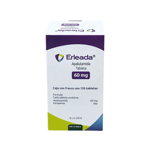 Alto en medicamentos Erleada para hipertensión y salud cardiovascular.