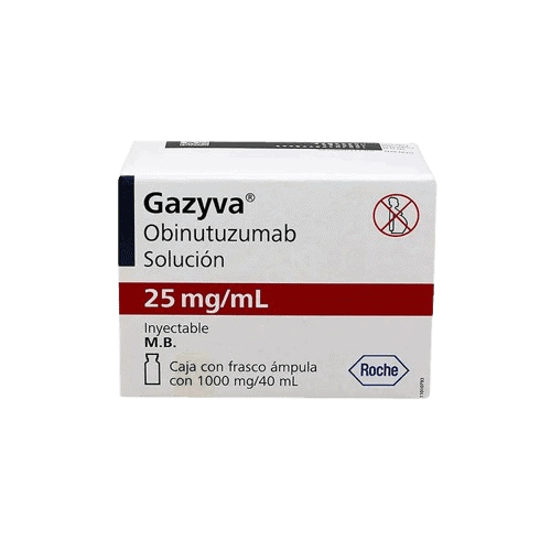 Obinutuzumab Gazyva 25mg/mL, tratamiento avanzado para ciertos tipos de cáncer.