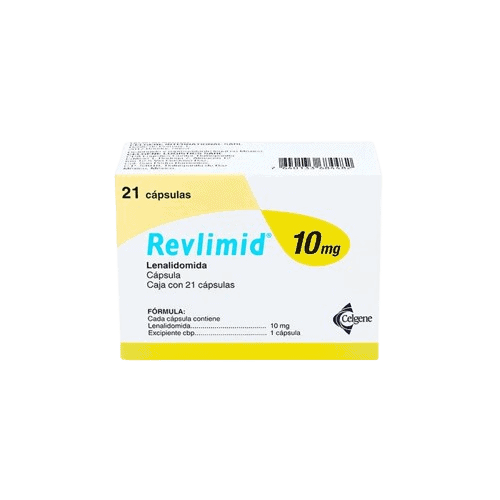 Revlimid cápsulas de 10 mg para tratamiento de mieloma múltiple y cáncer. Medicamentos oncológicos confiables.