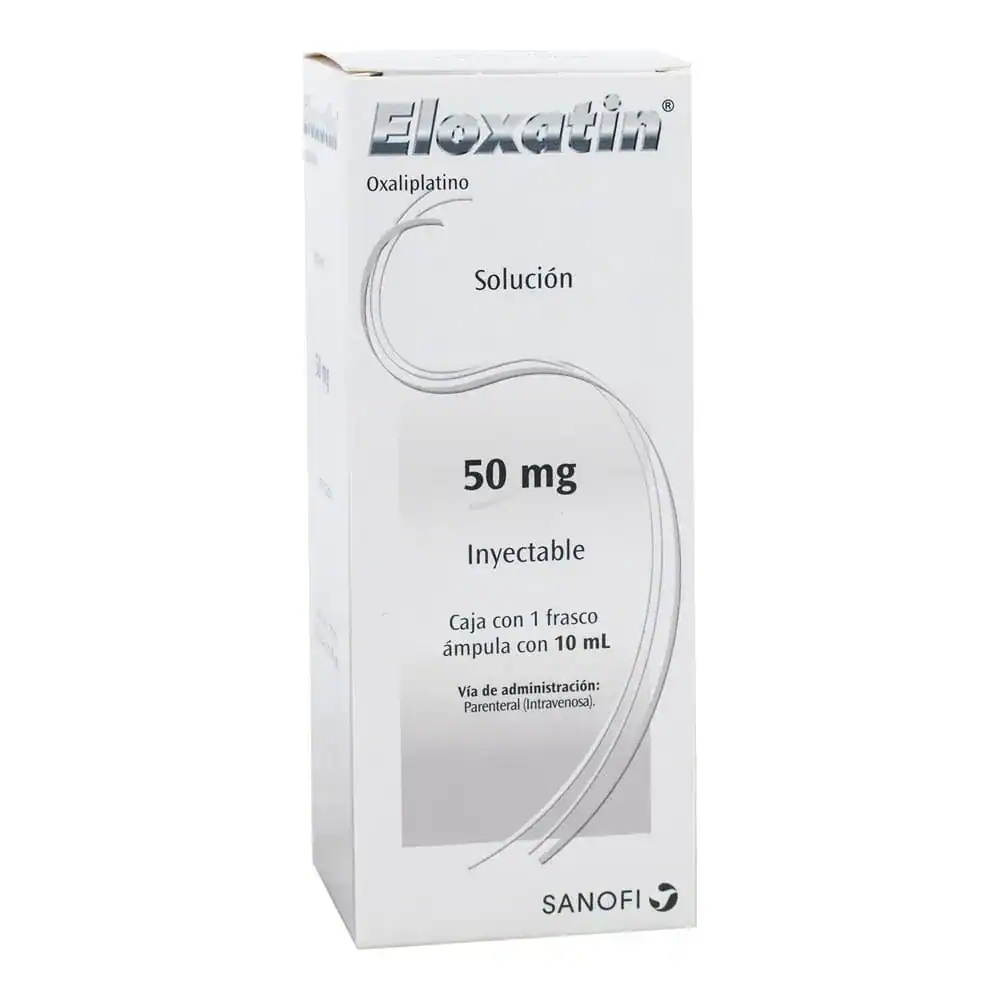 Solución inyectable de Oxaliplatino 50 mg para quimioterapia oncológica.